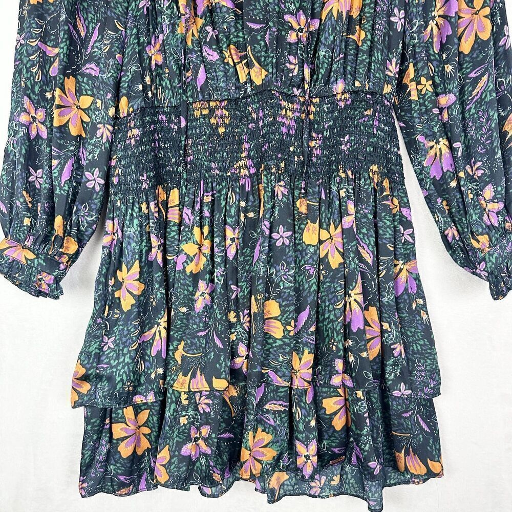 Current Air Floral Tiered Ruffle Mini Dress Size Small Smock Waist Cottage Boho - Picture 6 of 8
